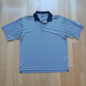 FootJoy Striped Golf Polo Black White